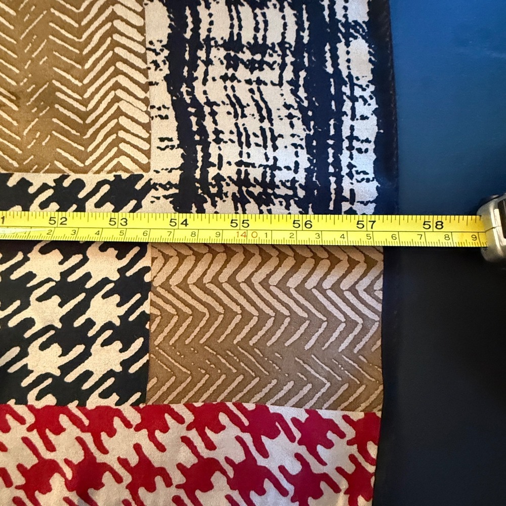 Unbranded Patchwork Houndstooth Herringbone Oblong Scarf Red Tan Black - Picture 6 of 9